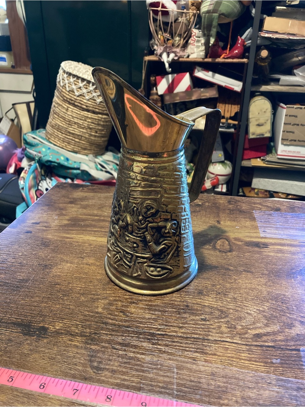 Vintage Peerage hammered brass pitcher